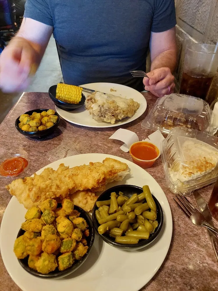 Chicken Fried Steak Dinner and Chicken Strip Dinner Fried Okra